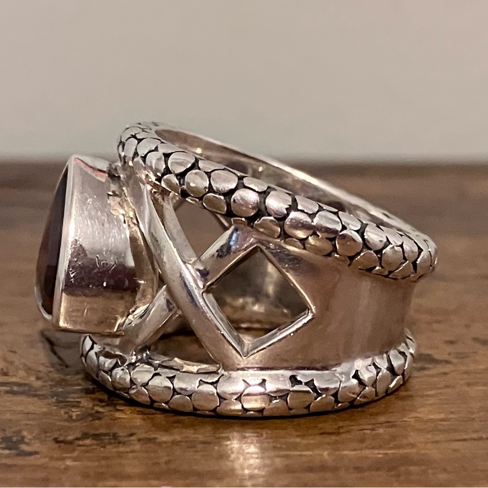 Michael Dawkins Sterling Silver Garnet Ring - Picture 2 of 8